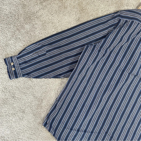 Carhartt Men’s Vintage Rugged Outdoor Wear Button Down Shirt Striped in Blue XL - Picture 9 of 15